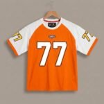 Retro Varsity Number 77 Raglan Block Oversized T-Shirt