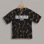 Balenciaga Paris Bleach-Wash Graphic Oversized T-Shirt