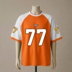 Retro Varsity Number 77 Raglan Block Oversized T-Shirt - Image 3