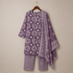 Bandhani Print Mauve Kurta Set with Dupatta